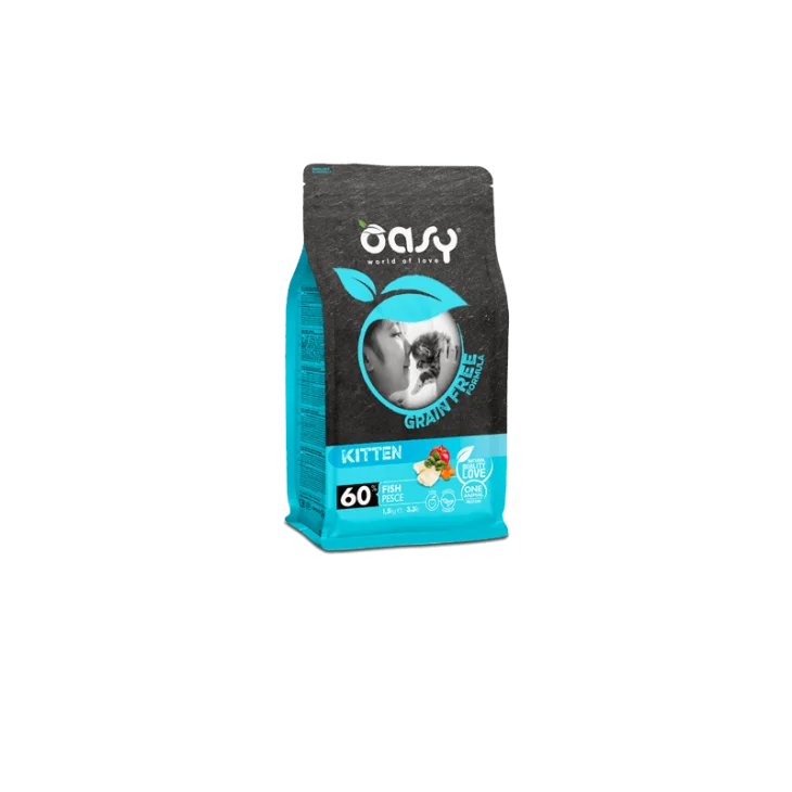 Oasy Grain Free Kitten Cibo Secco per Gattini Gusto Pesce 300 g