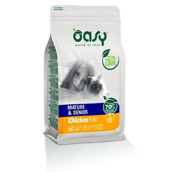 Oasy Mature & Senior Chicken Cibo Secco per Gatti Gusto Pollo 1,5 kg New