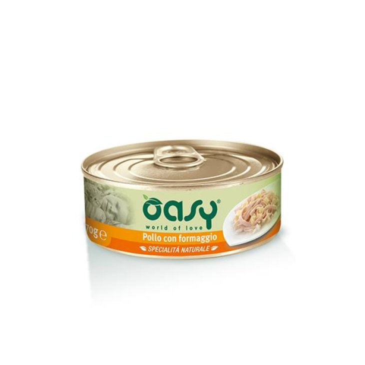 Oasy Pollo con Formaggio Specialità Naturali Cibo Umido per Gatti in Lattina 150 g