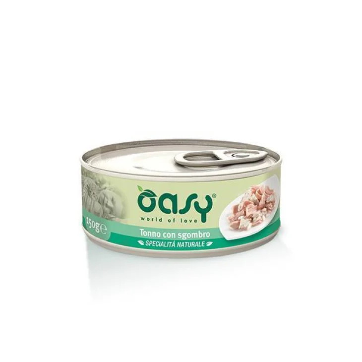 Oasy Tonno con Sgombro Specialità Naturali Cibo Umido per gatti in lattina 150 g