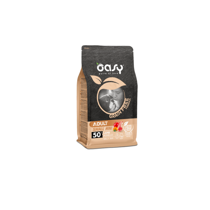 Oasy Grain Free Adult Small/Mini Cibo Secco per Cani Senza Glutine Gusto Agnello 800 g