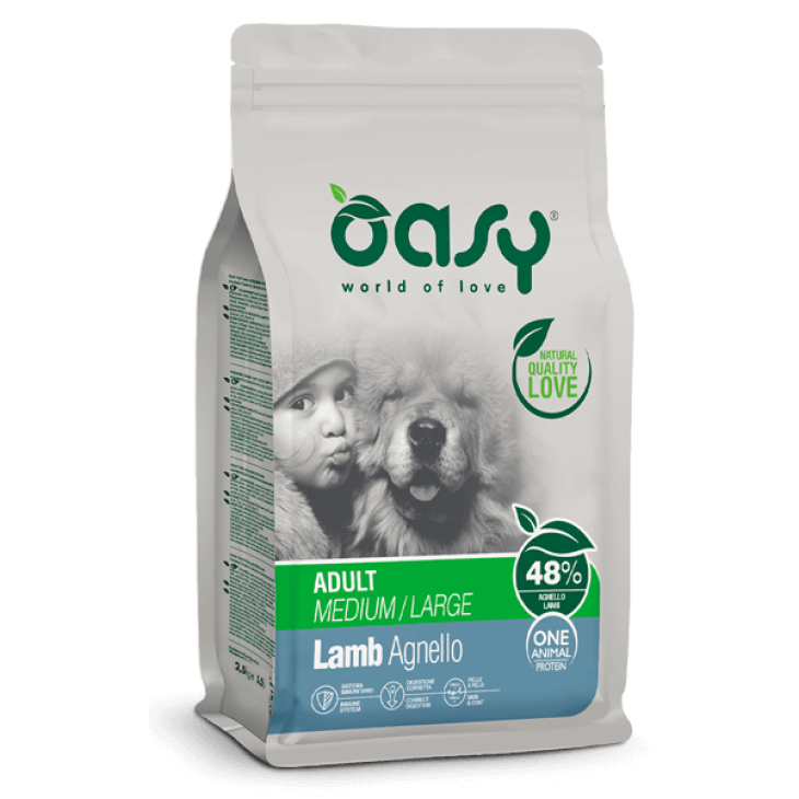 Oasy One Animal Protein Adult Medium/Large Cibo Secco per Cani Gusto Agnello 2,5 kg