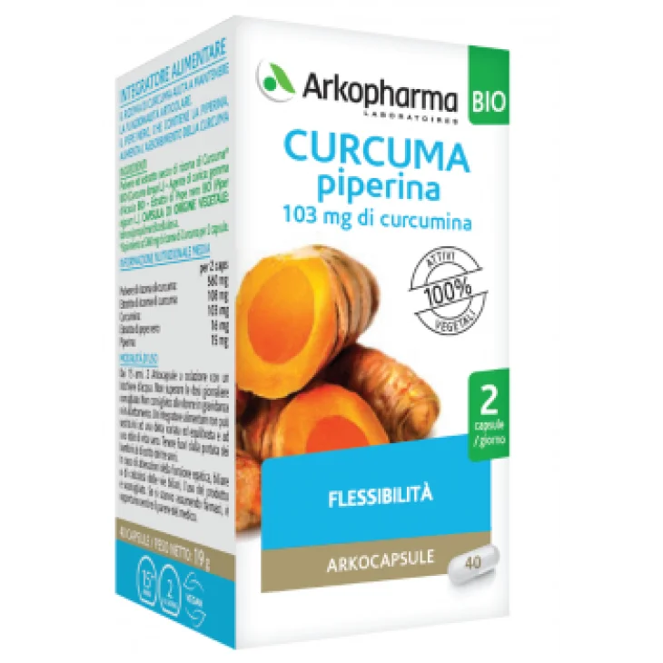 Arkopharma Arkocapsule Curcuma + Piperina Bio Integratore per il Benessere delle Articolazioni 40 capsule