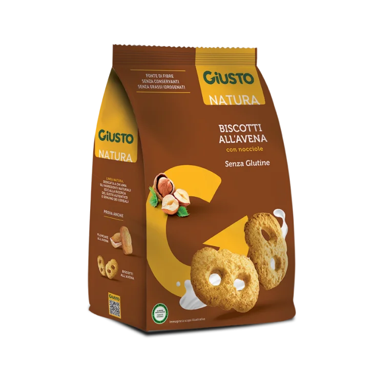 Giusto Biscotti Senza Glutine all'Avena con Nocciole 250 g