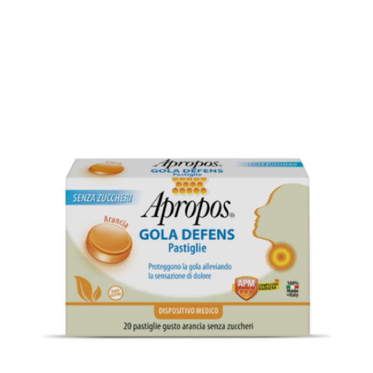 Apropos Gola Defence Pro Integratore per la Gola Gusto Arancia Senza Zuccheri 20 pastiglie