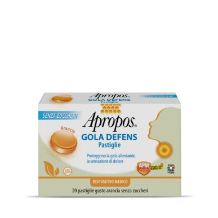 Apropos Gola Defence Pro Integratore per la Gola Gusto Arancia Senza Zuccheri 20 pastiglie
