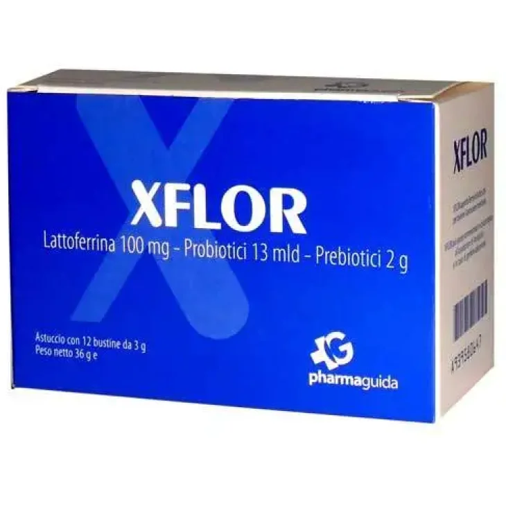 Pharmaguida Xflor Bustine Integratore Fermenti Lattici e Lattoferrina 12 bustine