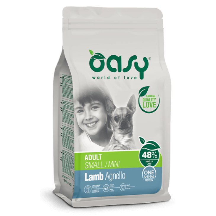 Oasy Dry Dog One Animal Protein Adult Small/Mini Cibo Secco per Cani Gusto Agnello 2,5 kg
