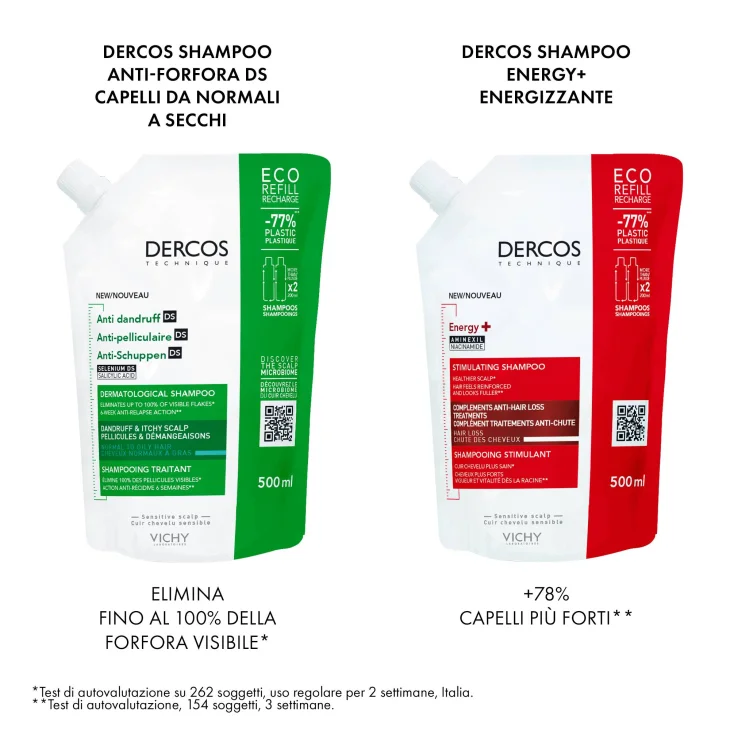 Vichy Dercos Shampoo Energizzante Anticaduta Eco Ricarica 500 ml