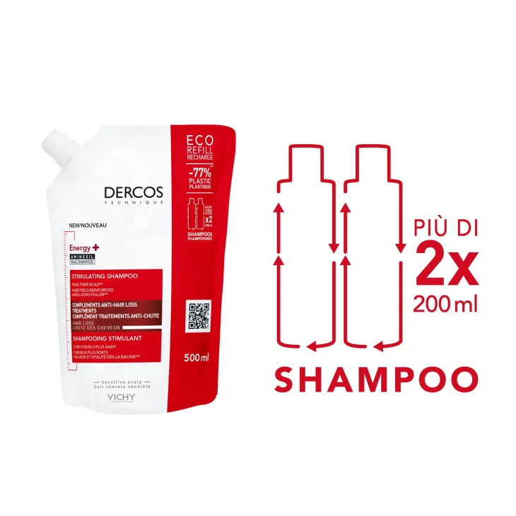 Vichy Dercos Shampoo Energizzante Anticaduta Eco Ricarica 500 ml