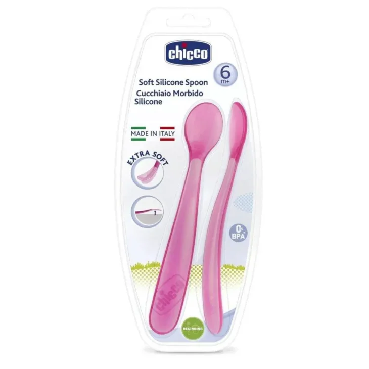 Chicco Cucchiai Morbidi in Silicone per la Pappa 2 pezzi Femminuccia