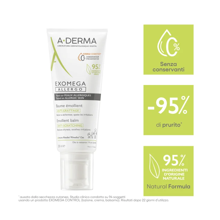 A-Derma Exomega Allergo Balsamo Emolliente Cosmetico Sterile 200 ml A-Derma Exomega Allergo Balsamo Emolliente Cosmetico Sterile 200 ml