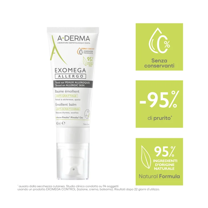 A-Derma Exomega Allergo Balsamo Emolliente Cosmetico Sterile 40 ml A-Derma Exomega Allergo Balsamo Emolliente Cosmetico Sterile 40 ml