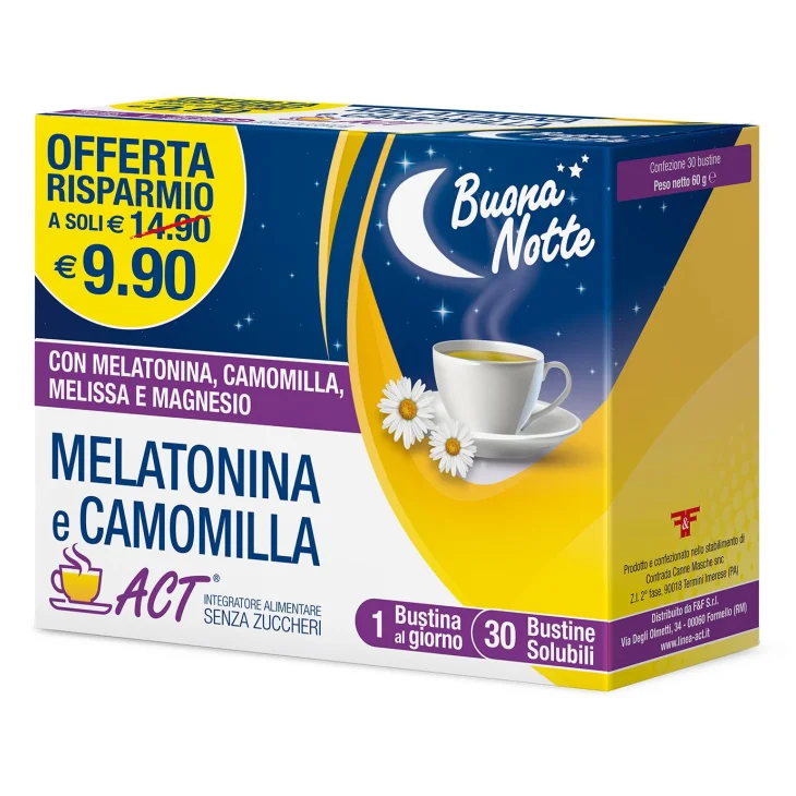 Linea Act Linea Melatonina Act + Camomilla Integratore per il Sonno 30 bustine