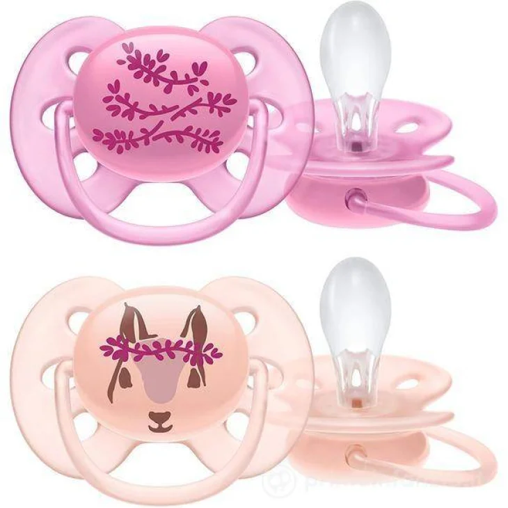 Avent Ultra Soft Succhietto in Silicone Flower 6-18 mesi Girl 2 pezzi