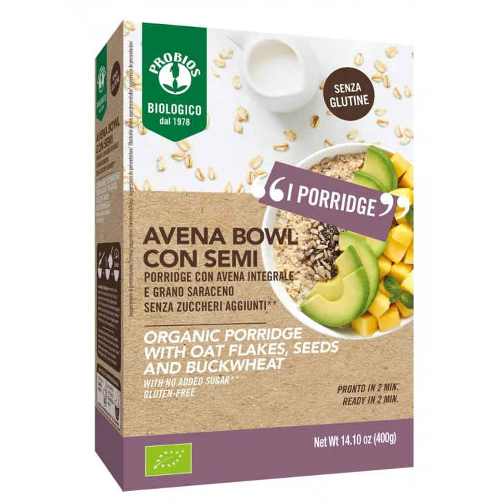 Probios Bio Avena Bowl Porridge con Avena Integrale e Grano Saraceno 400 g