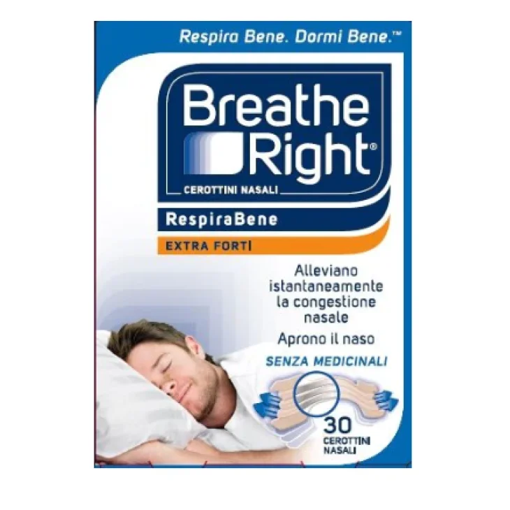 Breathe Right Cerottini Nasali Decongestionanti Extra Forti 30 pezzi