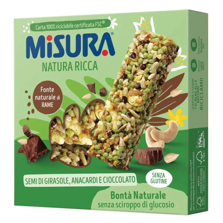 MISURA NATURA RICCA BARRETTA SEMI DI GIRASOLE ANACARDI E CIOCCOLATO 84 G