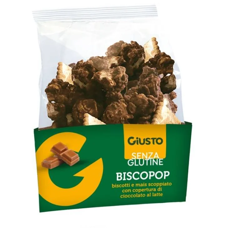 Giusto senza Glutine BiscoPop Biscotti e Mais Scoppiato con Copertura di Cioccolato 80 g