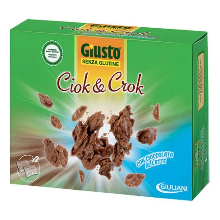 Giusto senza Glutine Ciok&Crock Cereali Coperti con Cioccolato al Latte 125 g