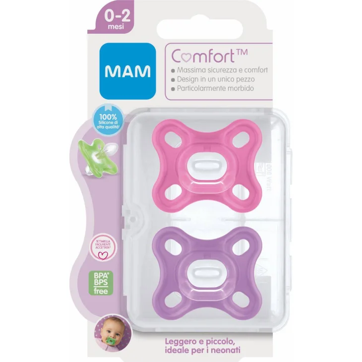 Mam Comfort 0-2 mesi Succhietto in Silicone Confezione Doppia Femmina