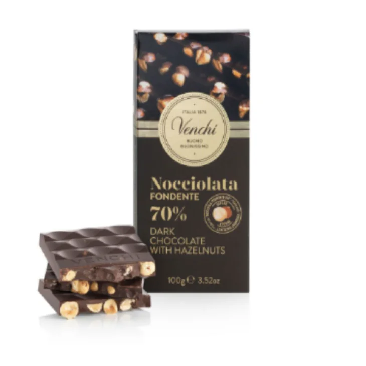 Venchi Tavoletta Cioccolato Fondente 70% Nocciolata 100 g
