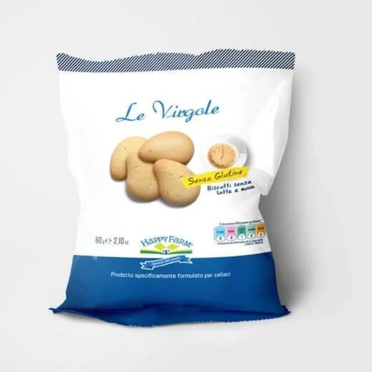 Happy Farm Virgole Classiche Biscotti Senza Latte e Uova 60 g