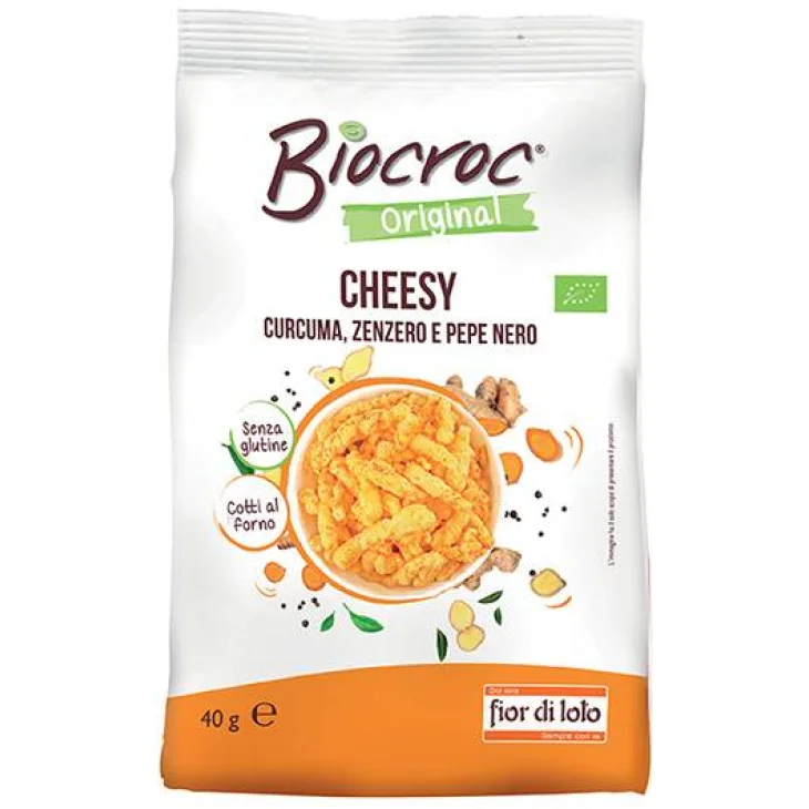 Fior di Loto Biocroc Cheesy Curcuma Zenzero e Pepe Nero Snack Biologico 40 g