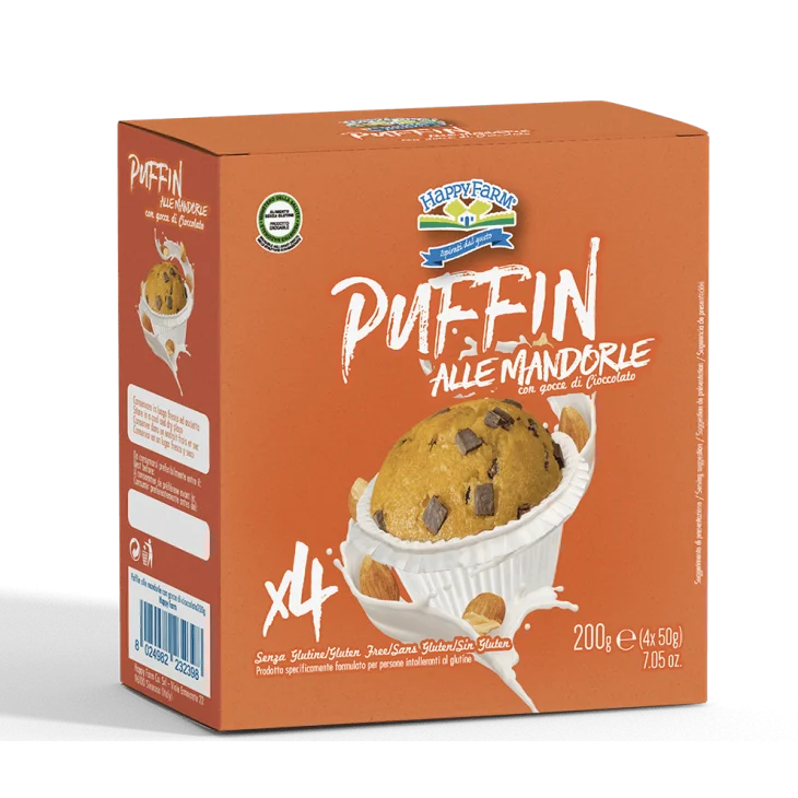 Happy Farm Puffin Mandorle con Gocce di Cioccolato Senza Glutine 160 g