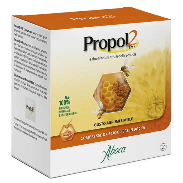 Propol2 EMF Adulti Integratore per il Mal di Gola a base di Propoli 20 compresse