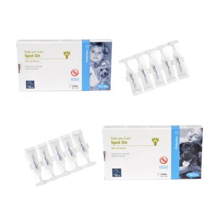 Camon Protection Fiale Spot-On per Cani Olio di Neem +10kg 5 fiale x 3 ml