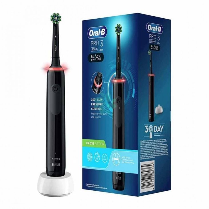 Oral-B Pro 3 Black Edition Spazzolino Elettrico + 2 Testine Refill