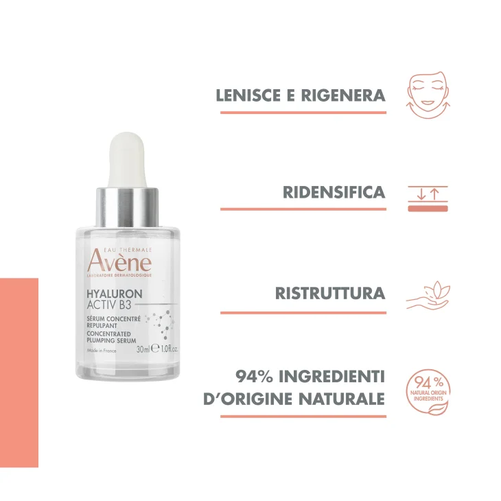 Avène Eau Thermale Hyaluron Activ B3 Siero Concentrato Rimpolpante Antirughe 30 ml