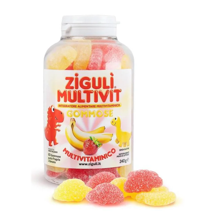 Zigulì Multivit Integratore Multivitaminico Gusto Fragola e Banana 60 gommose