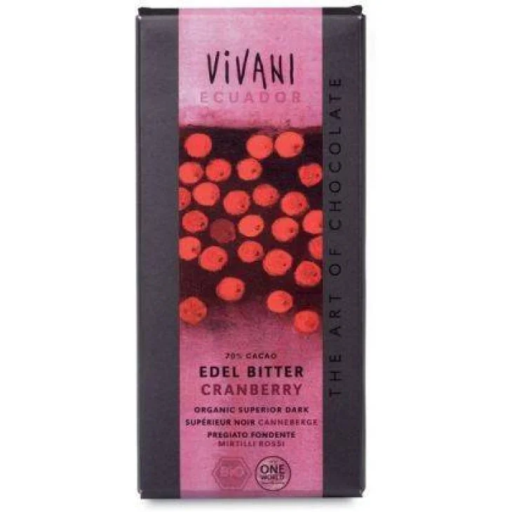 Baule Volante Cioccolato Fondente 70% con Mirtilli Rossi Bio 100 g