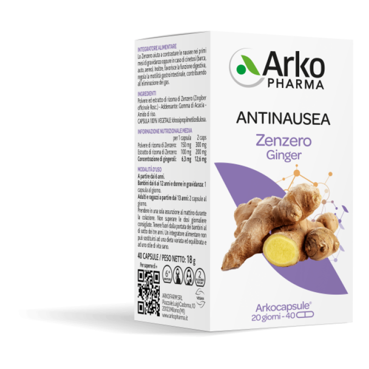 Arkopharma Bio Arkocaps Zenzero Antinausea 40 capsule