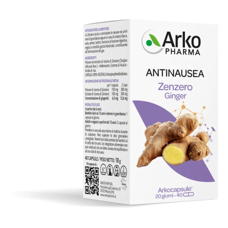 Arkopharma Bio Arkocaps Zenzero Antinausea 40 capsule