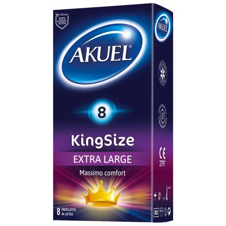 Akuel King Size Massimo Comfort Profilattici Extra Large 8 pezzi