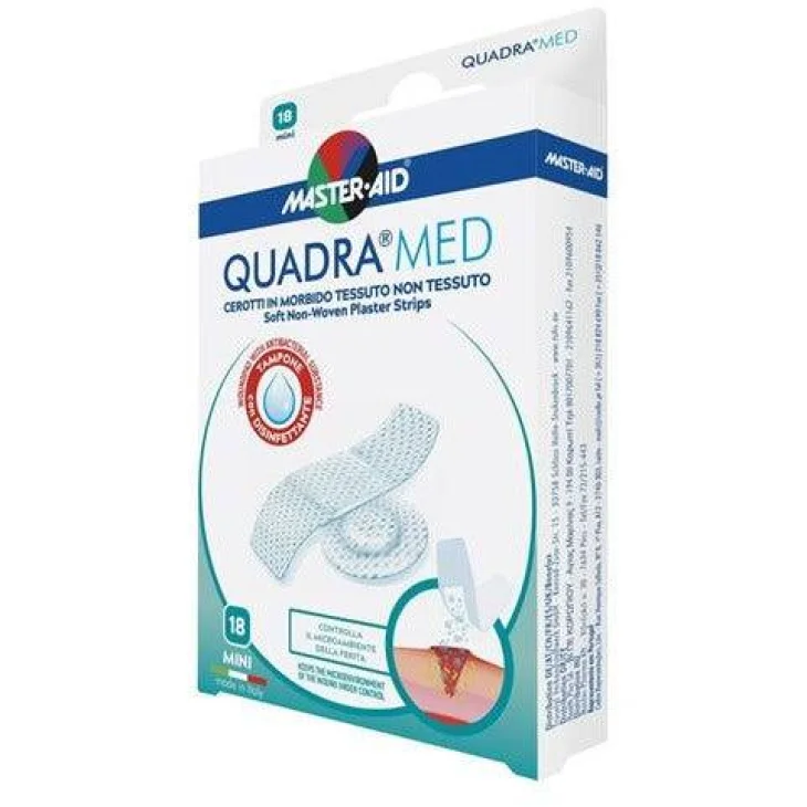 Master Aid Quadra Med Cerotto con tampone disinfettante per dita - Ministrip (45x12.7mm) - 18 pezzi