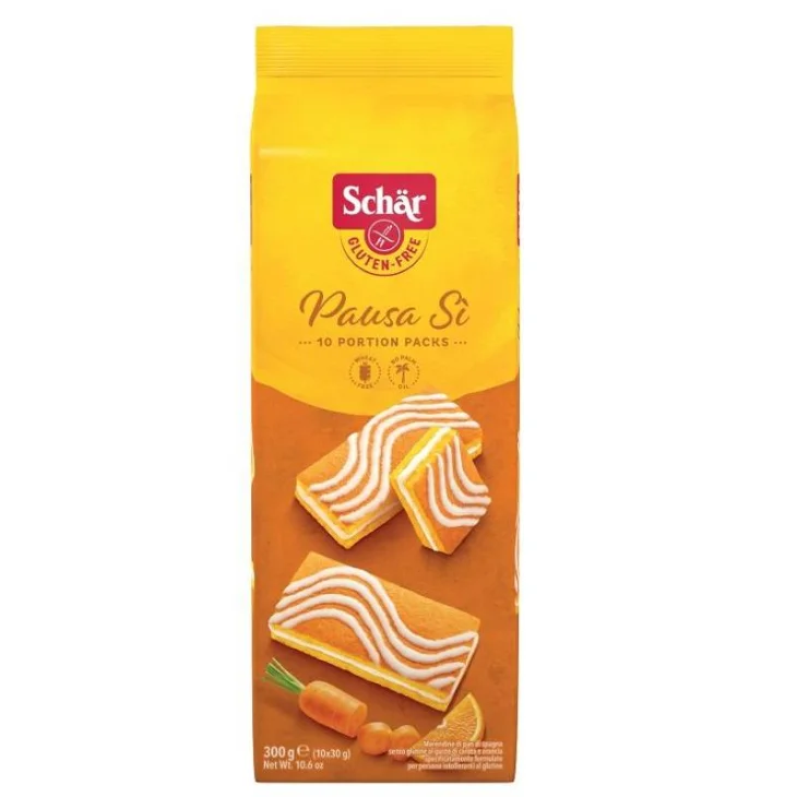Schar Pausa Sì Merendina di Pan di Spagna gusto carota e arancia 10 porzioni x 30 g