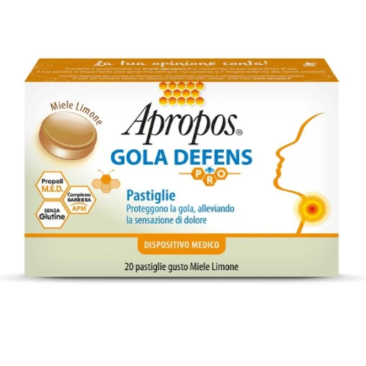Apropos Gola Defens Pro Integratore per la Gola Gusto Miele e Limone 20 pastiglie