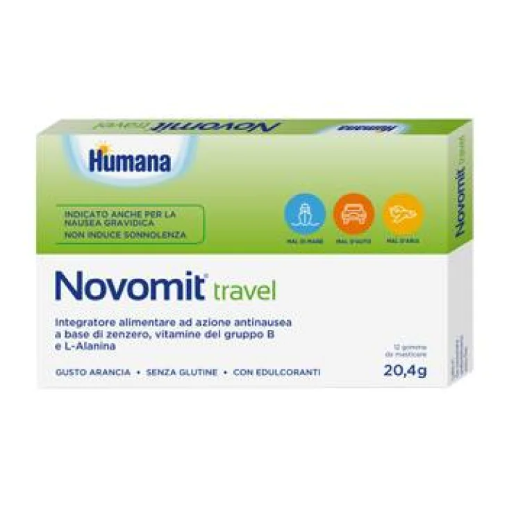 Humana Novomit Travel Integratore ad azione antinausea 12 gomme masticabili