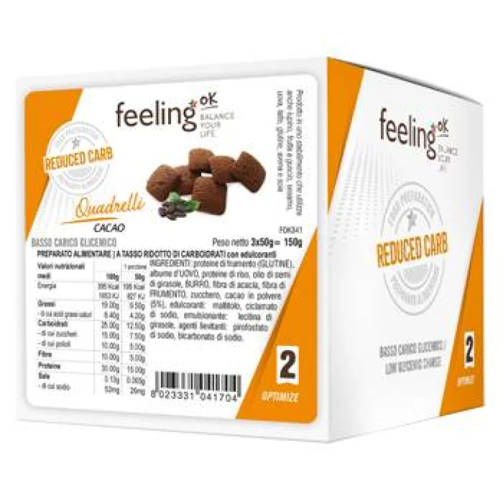 FeelingOk Optimize 2 Quadrelli Gusto Cacao Monoporzione 50g