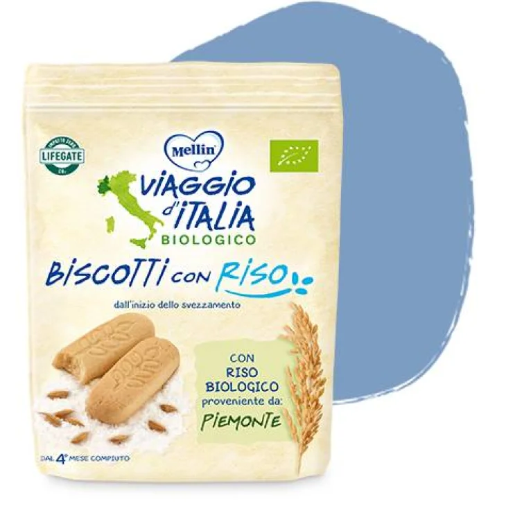 Mellin Viaggio D'Italia Biscotti Con Riso di Piemonte Bio