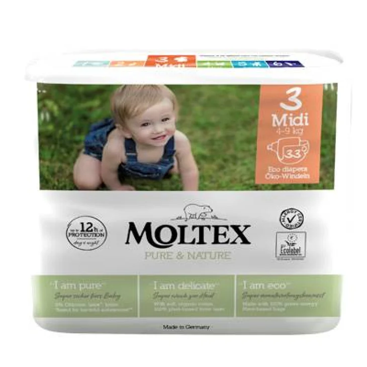 Moltex Pure&Nature Midi Taglia 3 Pannolini 4-9 Kg 33 pezzi