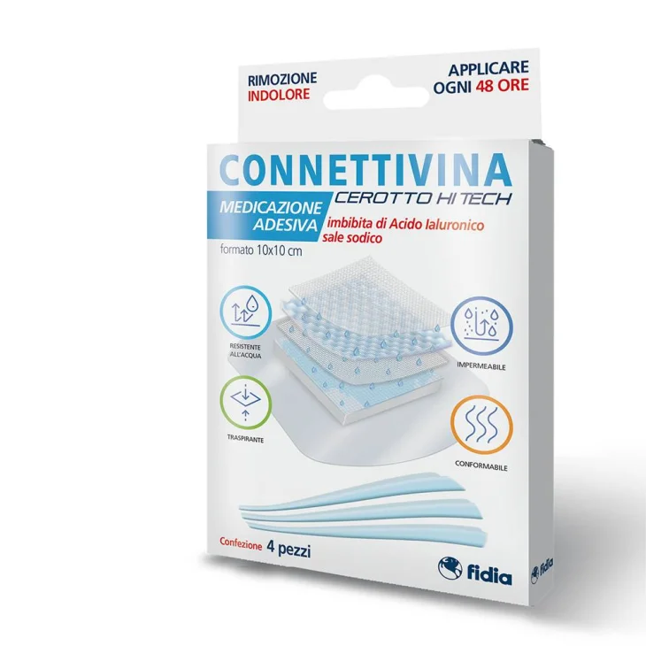 Connettivina Cerotto Hi Tech Medicazione Adesiva 10x10 4 pezzi