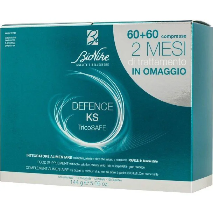 BioNike Defence KS TricoSafe Bipack Integratore per crescita capelli 120 compresse