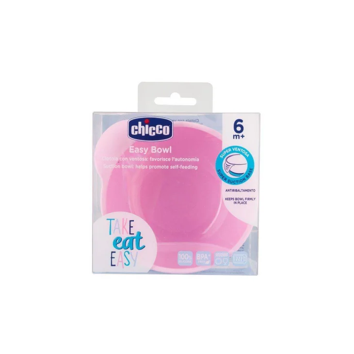 Chicco Easy Bowl Ciotola in Silicone con Ventosa Rosa 6m+