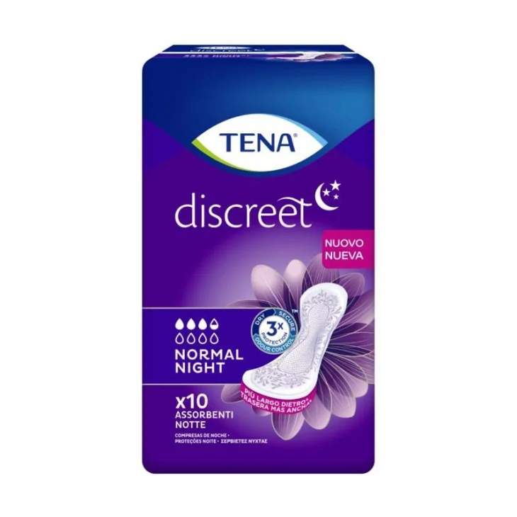 Tena Discreet Assorbenti notte per Perdite Urinarie Moderate 10 pezzi