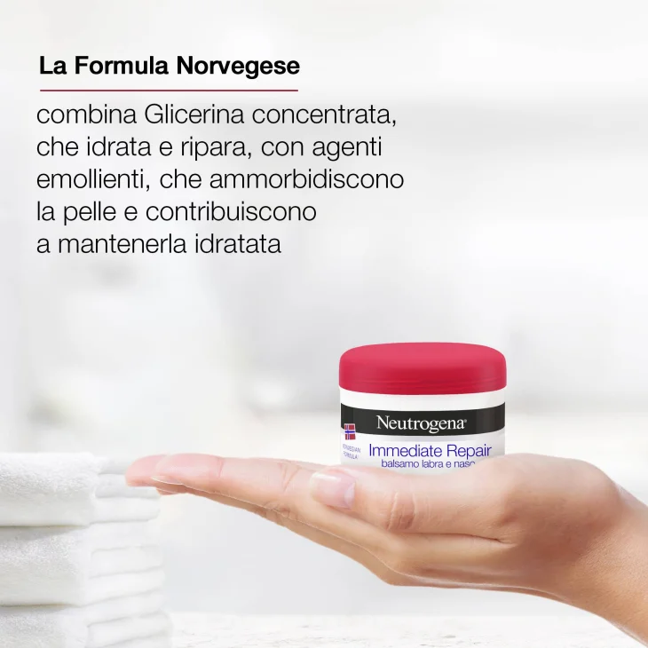 Neutrogena, Balsamo Labbra e Naso Riparazione Immediata Formula Norvegese 15 ml